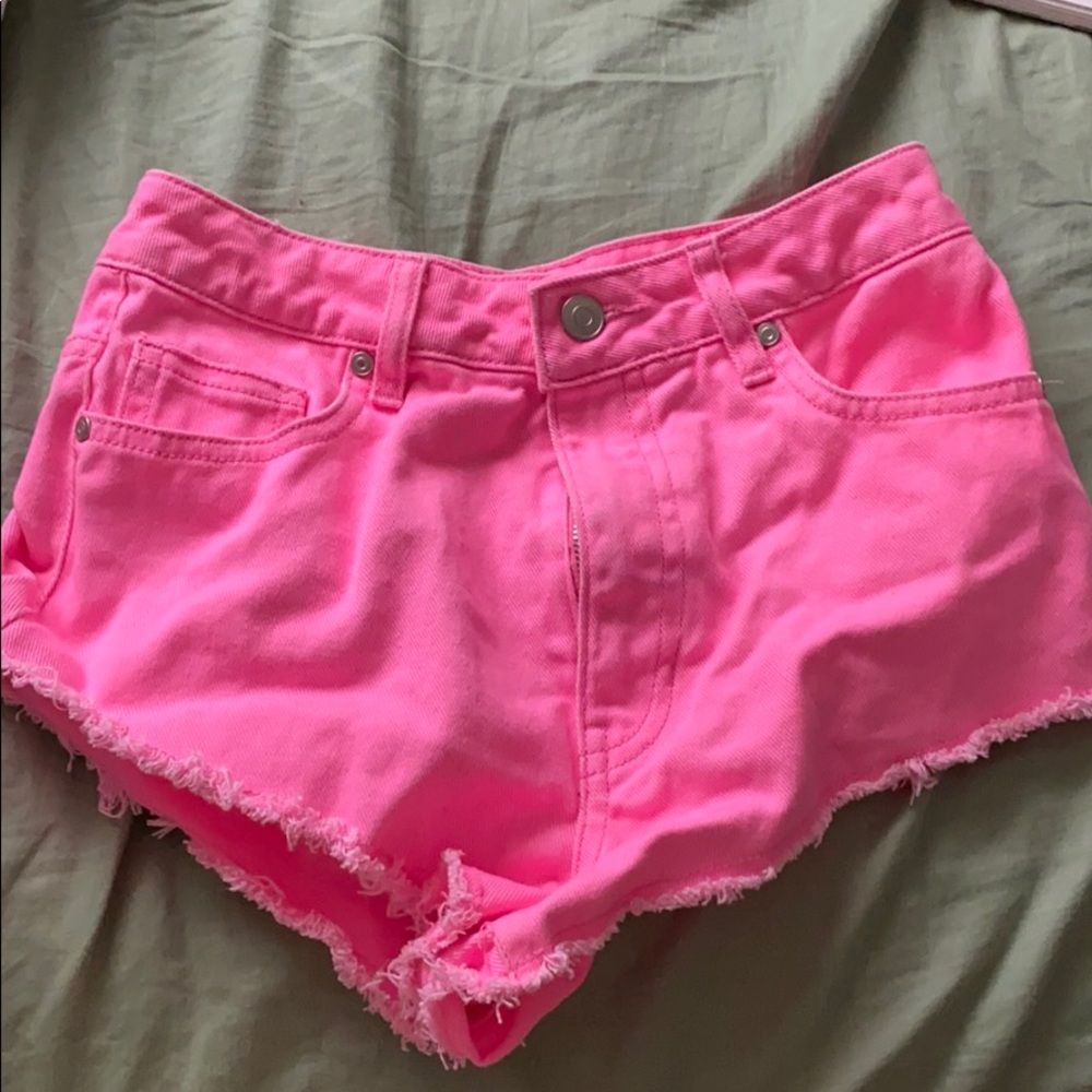 WORN ONCE PINK DENIM SHORTS